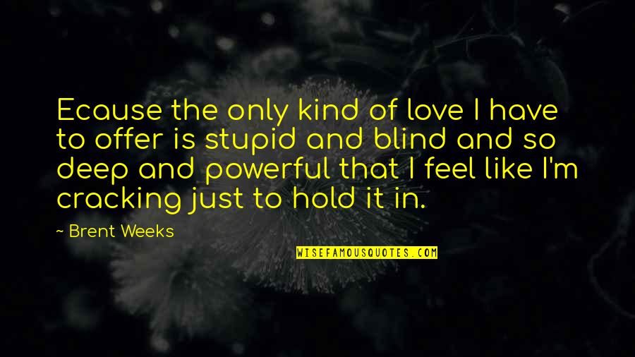 To Love And To Hold Quotes By Brent Weeks: Ecause the only kind of love I have To Love And To Hold Quotes By Brent Weeks: Ecause the only kind of love I have