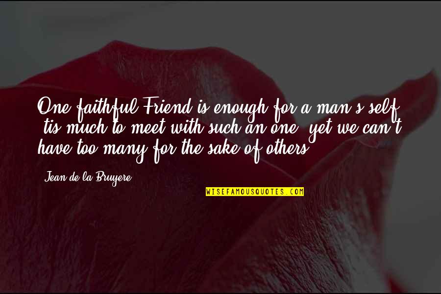 To Meet Friends Quotes By Jean De La Bruyere: One faithful Friend is enough for a man's
