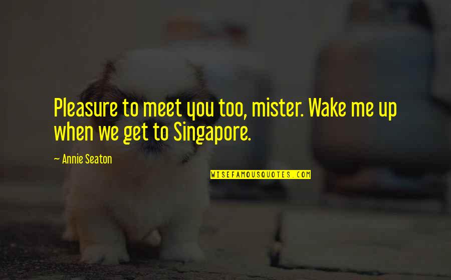 To Meet Me Quotes By Annie Seaton: Pleasure to meet you too, mister. Wake me