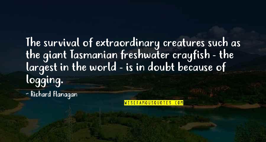 To My Husband And Daughter Quotes By Richard Flanagan: The survival of extraordinary creatures such as the To My Husband And Daughter Quotes By Richard Flanagan: The survival of extraordinary creatures such as the