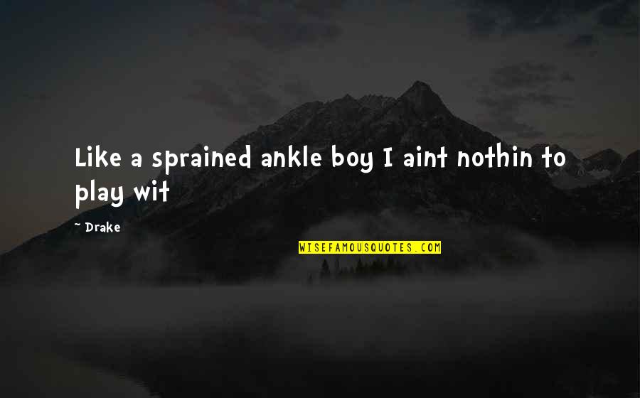 To Wit Quotes By Drake: Like a sprained ankle boy I aint nothin
