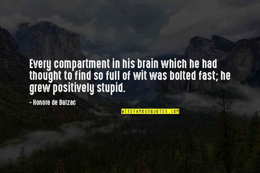 To Wit Quotes By Honore De Balzac: Every compartment in his brain which he had To Wit Quotes By Honore De Balzac: Every compartment in his brain which he had