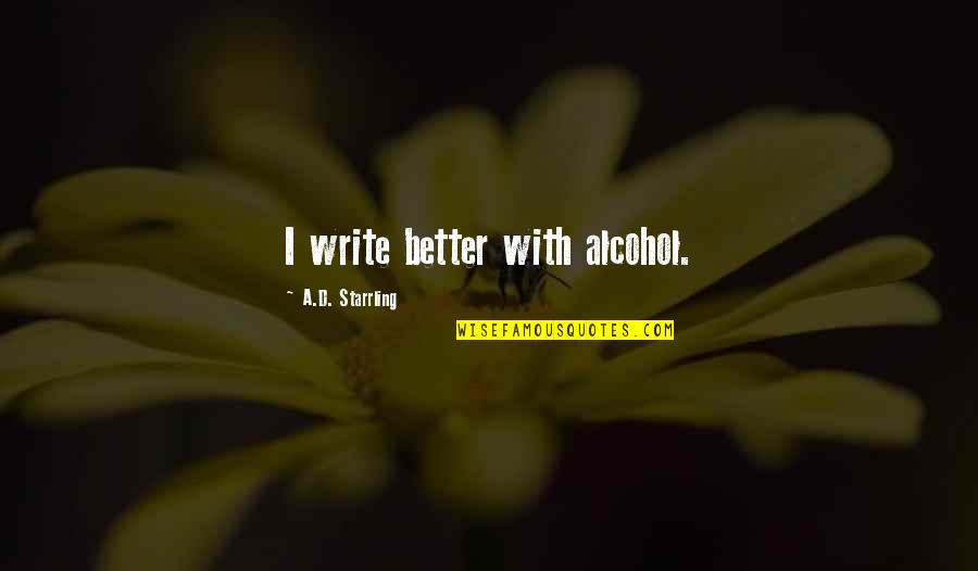 Toastmaster Inspirational Quotes By A.D. Starrling: I write better with alcohol.