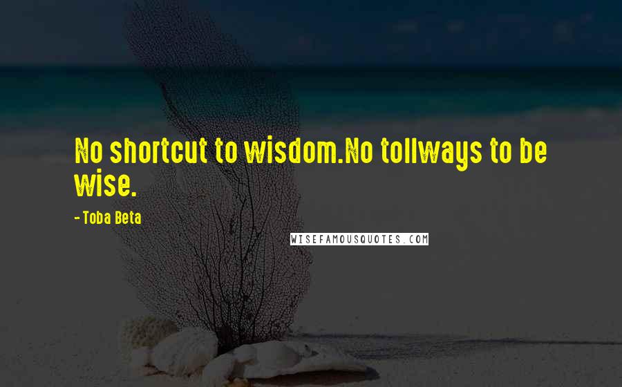 Toba Beta quotes: No shortcut to wisdom.No tollways to be wise.