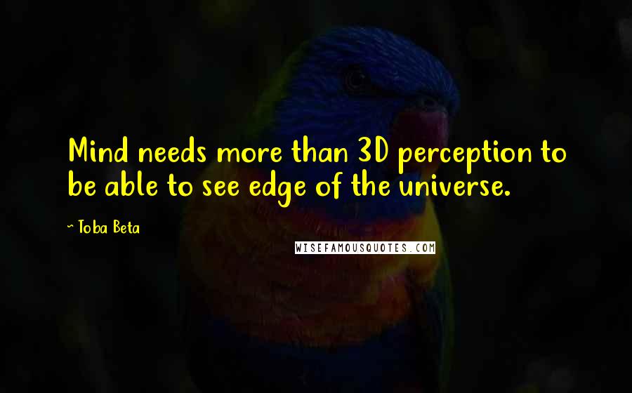 Toba Beta quotes: Mind needs more than 3D perception to be able to see edge of the universe.