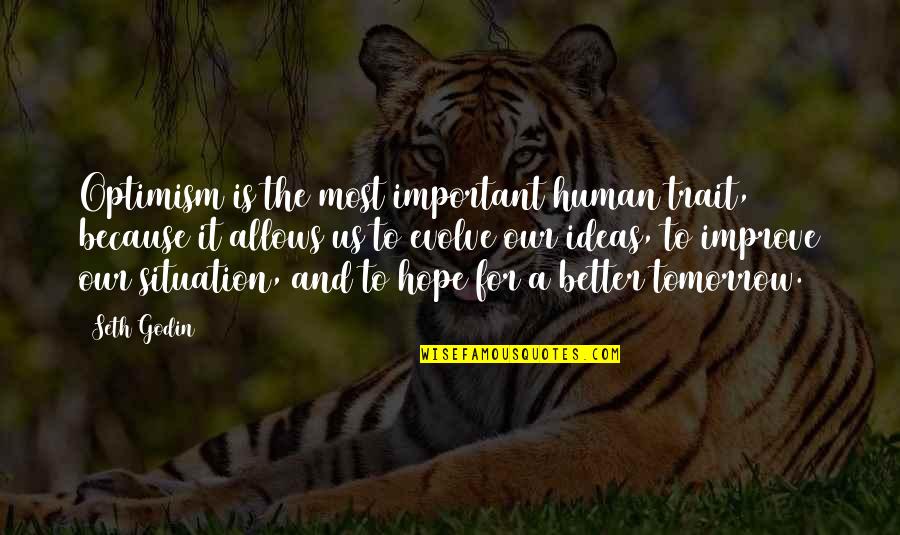 Tobruk 1967 Quotes By Seth Godin: Optimism is the most important human trait, because