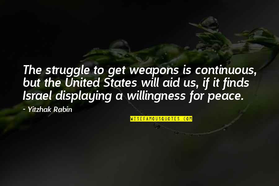 Tobutique Quotes By Yitzhak Rabin: The struggle to get weapons is continuous, but