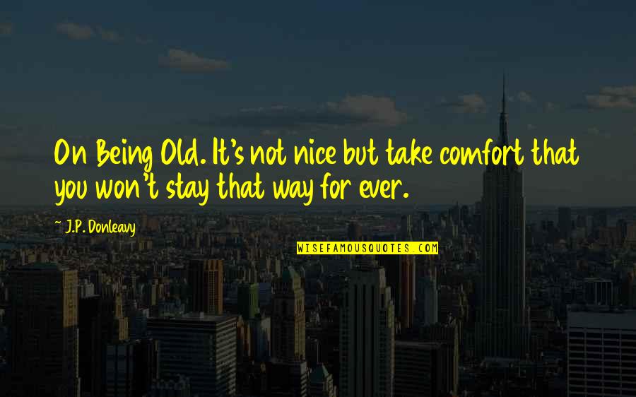 Today About Friendship Quotes By J.P. Donleavy: On Being Old. It's not nice but take