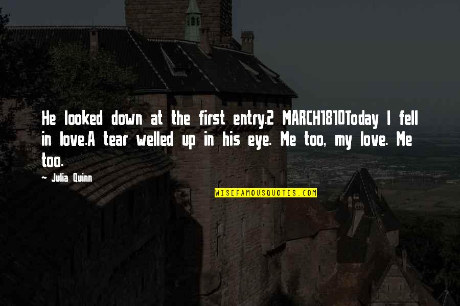 Today I Fell In Love Quotes By Julia Quinn: He looked down at the first entry.2 MARCH1810Today