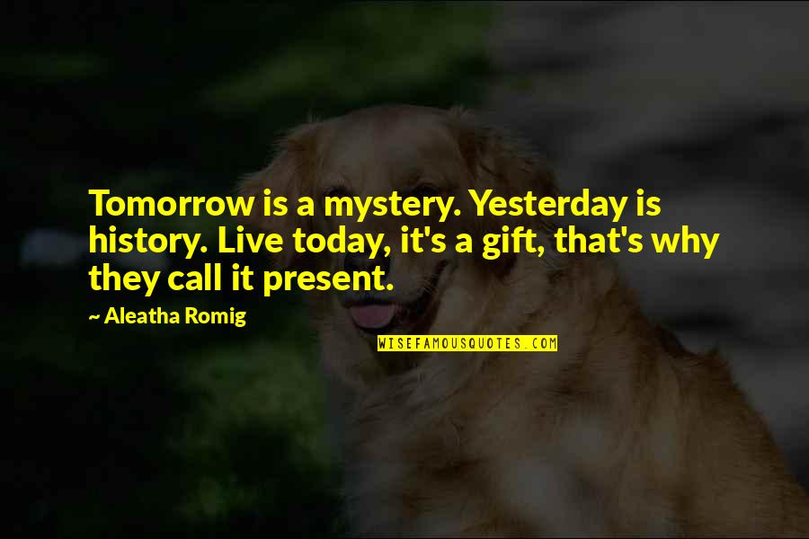 Today Is History Tomorrow Is A Mystery Quotes By Aleatha Romig: Tomorrow is a mystery. Yesterday is history. Live