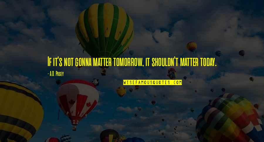 Today Not Tomorrow Quotes By A.D. Posey: If it's not gonna matter tomorrow, it shouldn't