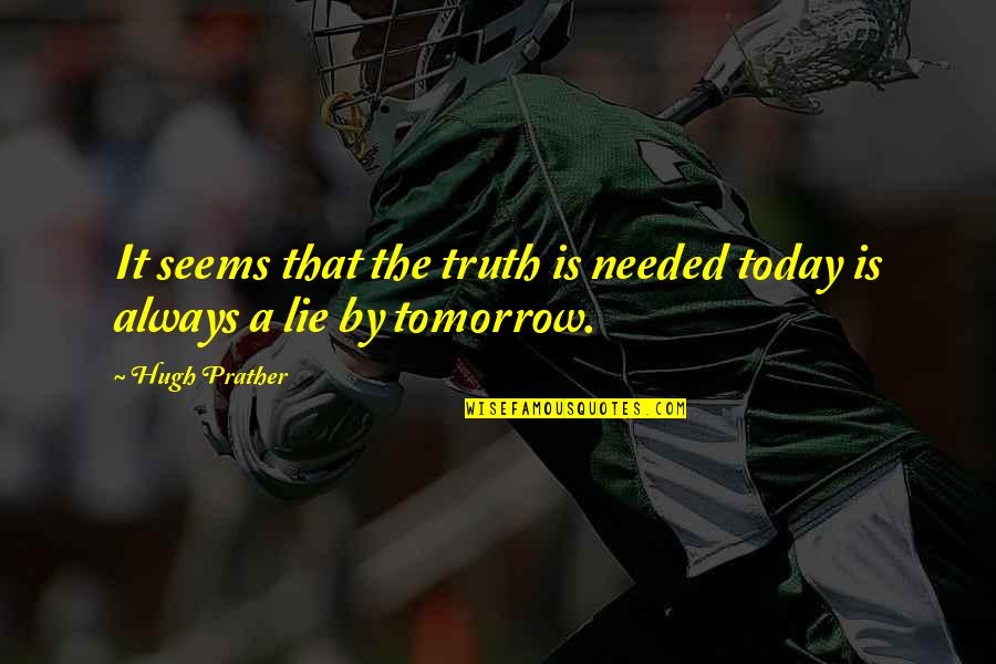 Today Tomorrow Quotes By Hugh Prather: It seems that the truth is needed today