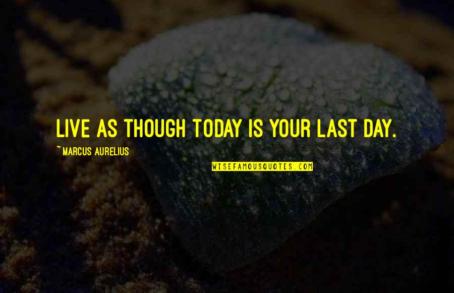 Today Your Day Quotes By Marcus Aurelius: Live as though today is your last day. Today Your Day Quotes By Marcus Aurelius: Live as though today is your last day.