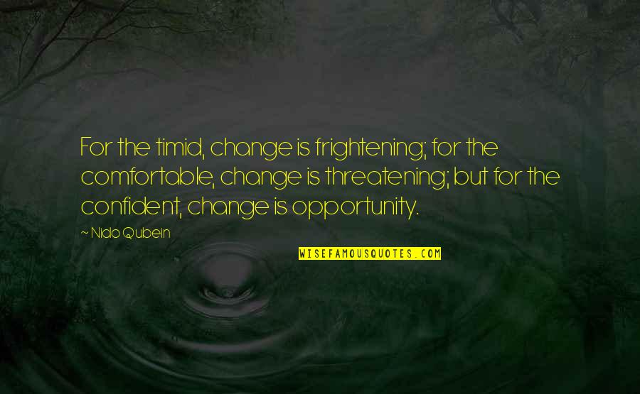 Todays Special Dish Quotes By Nido Qubein: For the timid, change is frightening; for the