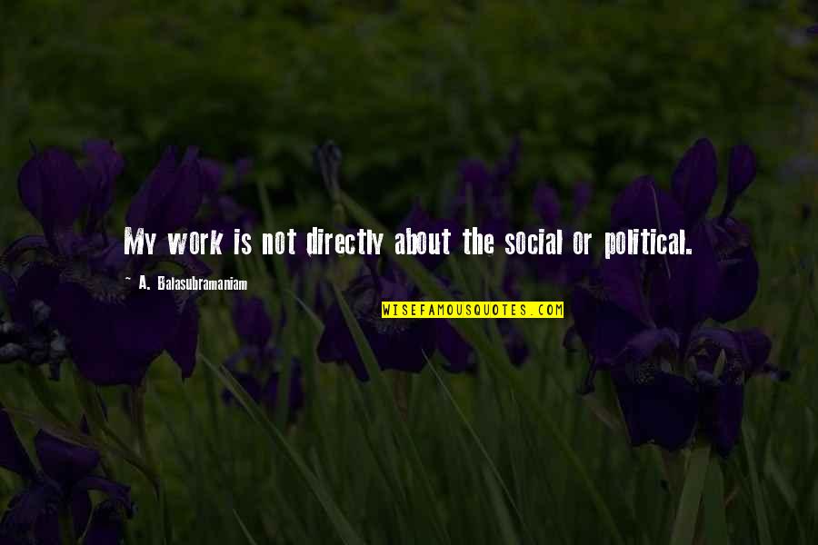 Todays Vibes Quotes By A. Balasubramaniam: My work is not directly about the social