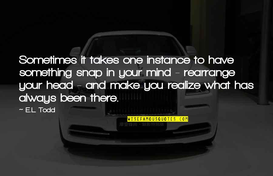Todd Quotes By E.L. Todd: Sometimes it takes one instance to have something Todd Quotes By E.L. Todd: Sometimes it takes one instance to have something