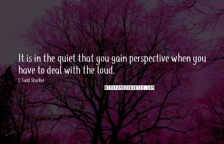 Todd Stocker quotes: It is in the quiet that you gain perspective when you have to deal with the loud.