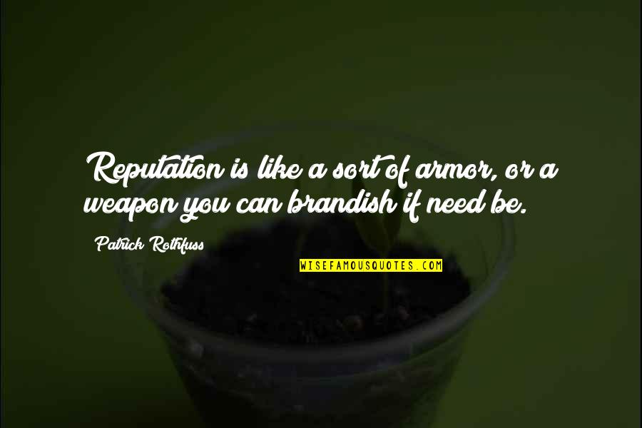 Toddling Around Chicagoland Quotes By Patrick Rothfuss: Reputation is like a sort of armor, or Toddling Around Chicagoland Quotes By Patrick Rothfuss: Reputation is like a sort of armor, or