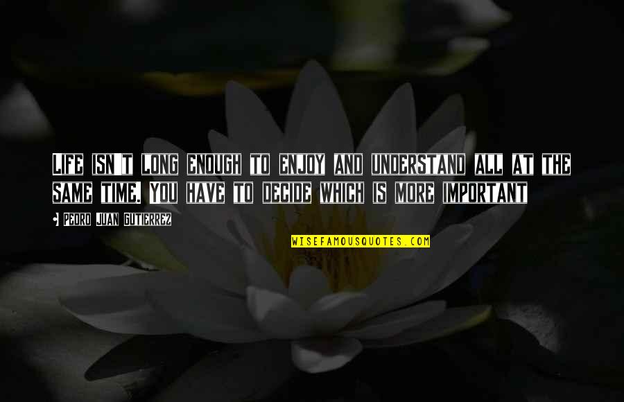 Todini Pittore Quotes By Pedro Juan Gutierrez: Life isn't long enough to enjoy and understand