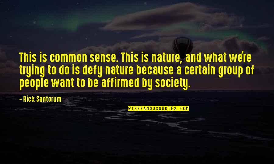 Toeing Quotes By Rick Santorum: This is common sense. This is nature, and