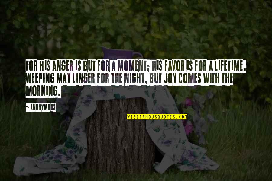 Toepassing Engels Quotes By Anonymous: For his anger is but for a moment;