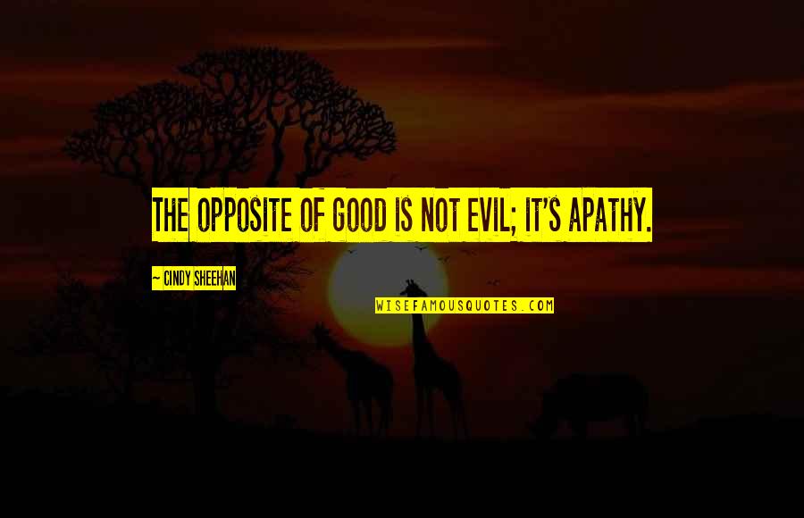Tofauti Kati Quotes By Cindy Sheehan: The opposite of good is not evil; it's