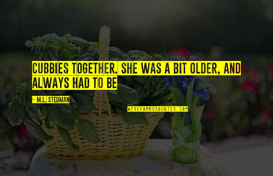 Together Always Quotes By M.L. Stedman: cubbies together. She was a bit older, and