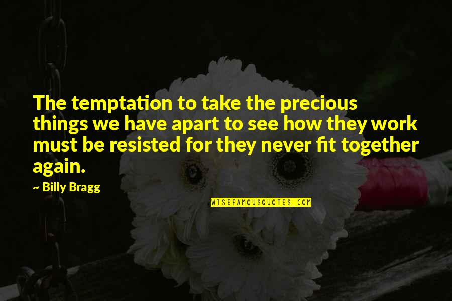 Together Apart Quotes By Billy Bragg: The temptation to take the precious things we Together Apart Quotes By Billy Bragg: The temptation to take the precious things we