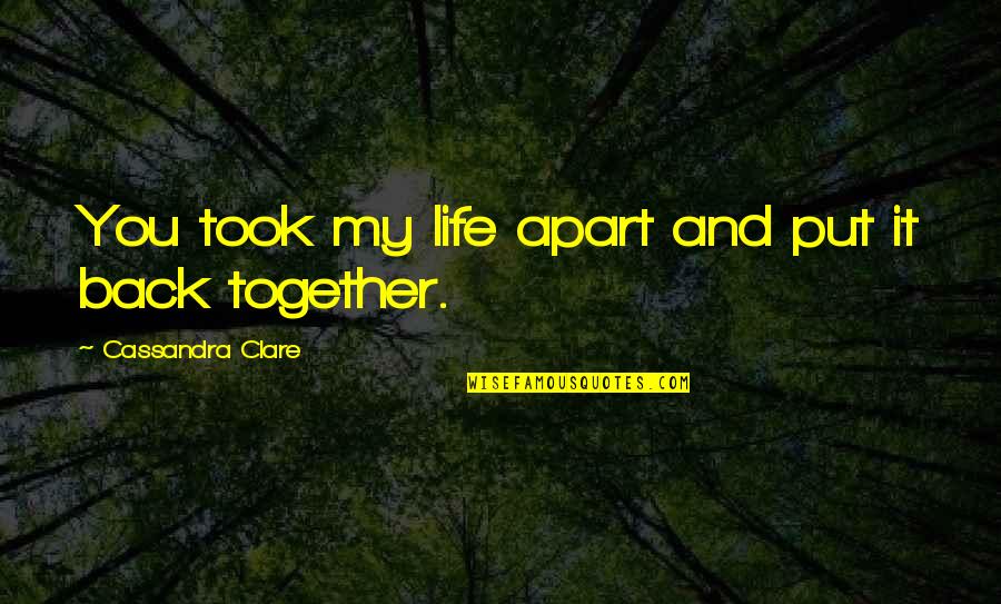 Together Apart Quotes By Cassandra Clare: You took my life apart and put it