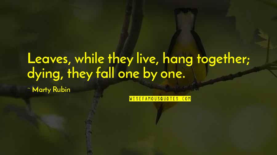 Together We Are One Quotes By Marty Rubin: Leaves, while they live, hang together; dying, they