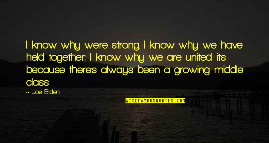 Together We Are Strong Quotes By Joe Biden: I know why we're strong. I know why Together We Are Strong Quotes By Joe Biden: I know why we're strong. I know why