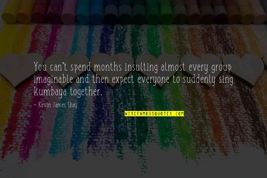 Together You Can Quotes By Kevin James Shay: You can't spend months insulting almost every group