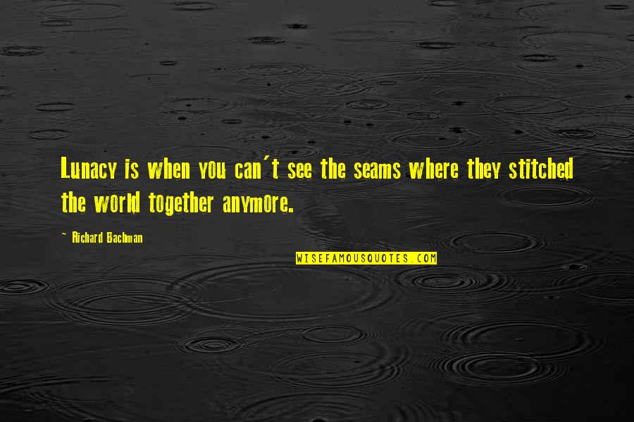 Together You Can Quotes By Richard Bachman: Lunacy is when you can't see the seams