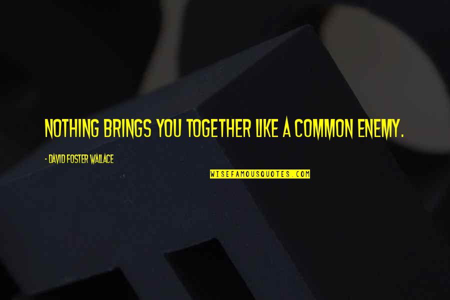 Togetherness Quotes By David Foster Wallace: Nothing brings you together like a common enemy.