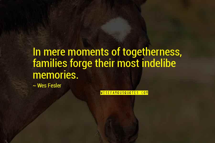 Togetherness Quotes By Wes Fesler: In mere moments of togetherness, families forge their