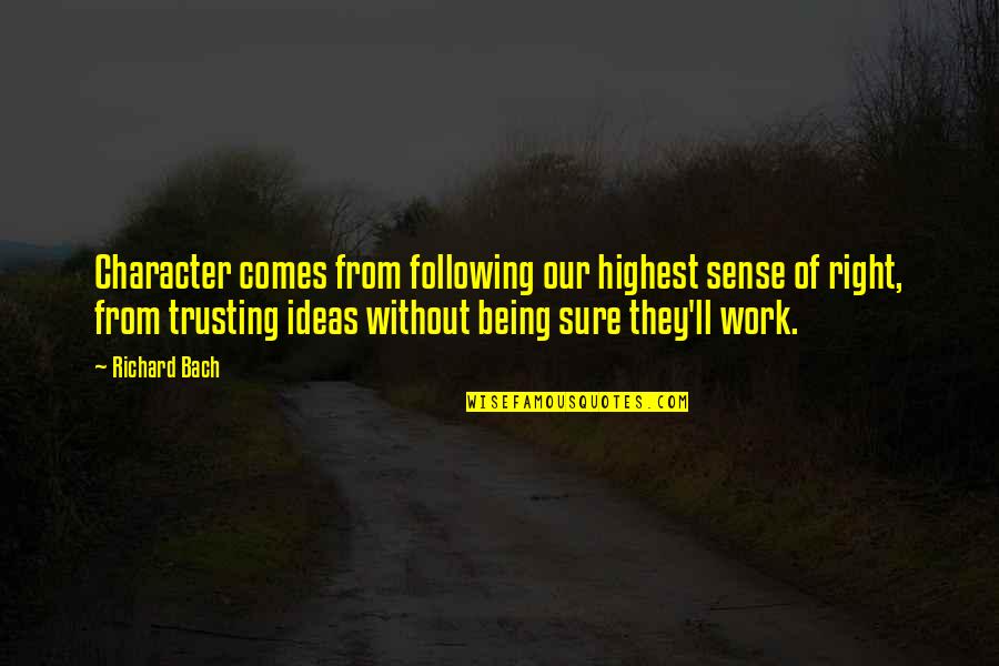 Toggled Quotes By Richard Bach: Character comes from following our highest sense of Toggled Quotes By Richard Bach: Character comes from following our highest sense of