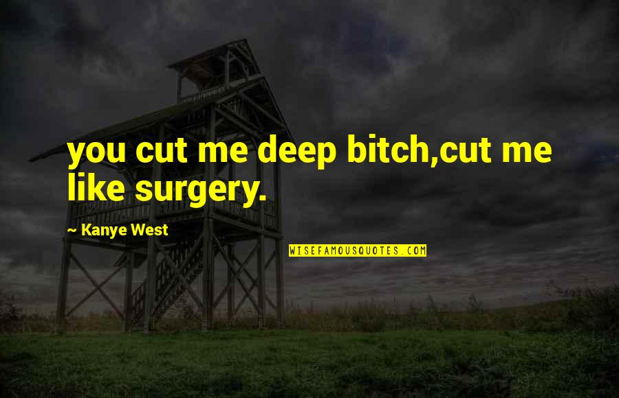 Tohno Shirou Quotes By Kanye West: you cut me deep bitch,cut me like surgery. Tohno Shirou Quotes By Kanye West: you cut me deep bitch,cut me like surgery.