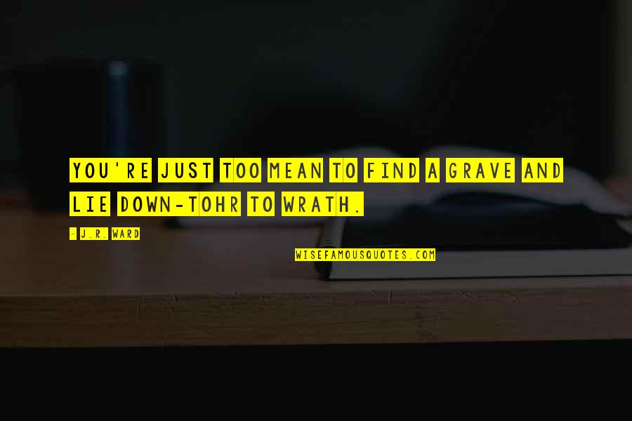 Tohrment Quotes By J.R. Ward: You're just too mean to find a grave