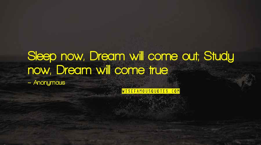 Toiler Of Comics Quotes By Anonymous: Sleep now, Dream will come out; Study now,
