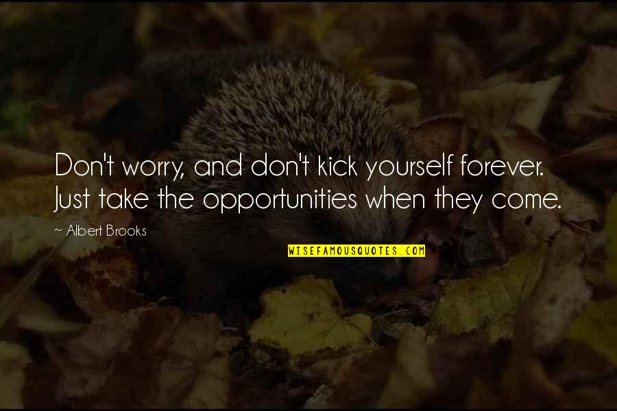 Toilfully Quotes By Albert Brooks: Don't worry, and don't kick yourself forever. Just