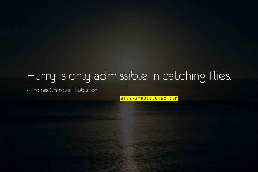 Toiling Quotes By Thomas Chandler Haliburton: Hurry is only admissible in catching flies.