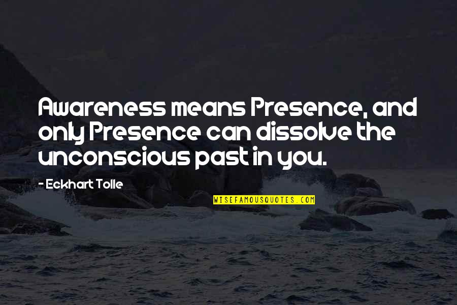 Tokyo Drift Takashi Quotes By Eckhart Tolle: Awareness means Presence, and only Presence can dissolve