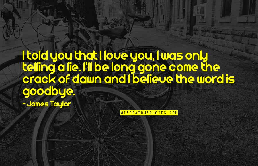 Told Lie Quotes By James Taylor: I told you that I love you, I