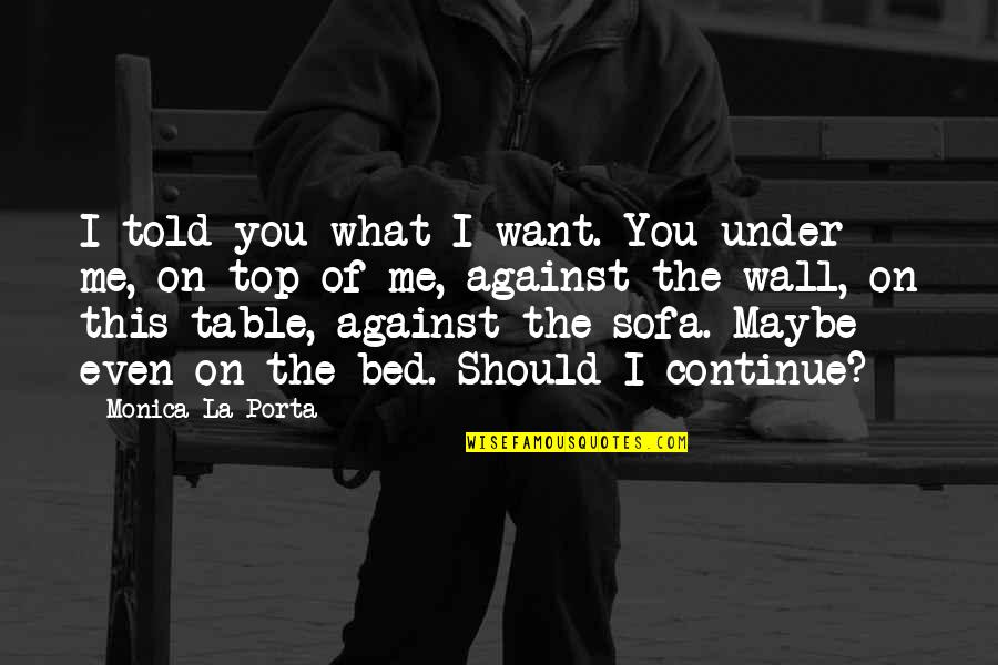 Told You Quotes By Monica La Porta: I told you what I want. You under
