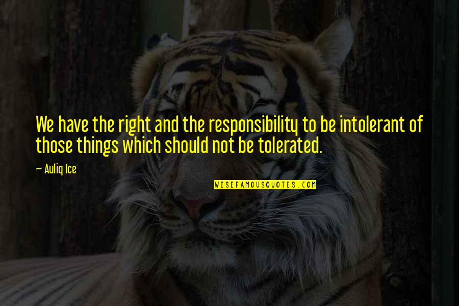 Tolerance And Patience Quotes By Auliq Ice: We have the right and the responsibility to Tolerance And Patience Quotes By Auliq Ice: We have the right and the responsibility to