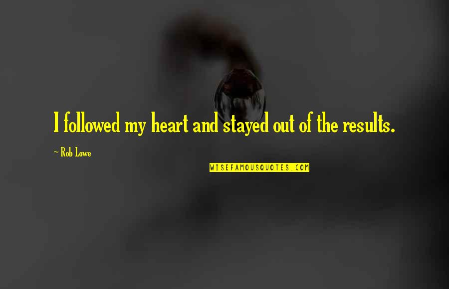 Tolerances In Manufacturing Quotes By Rob Lowe: I followed my heart and stayed out of
