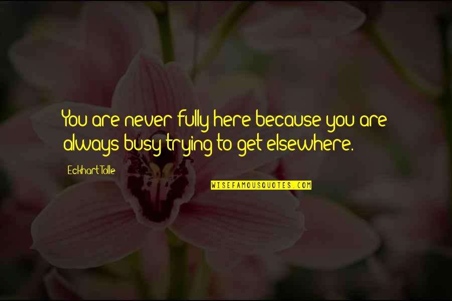 Tolle Quotes By Eckhart Tolle: You are never fully here because you are