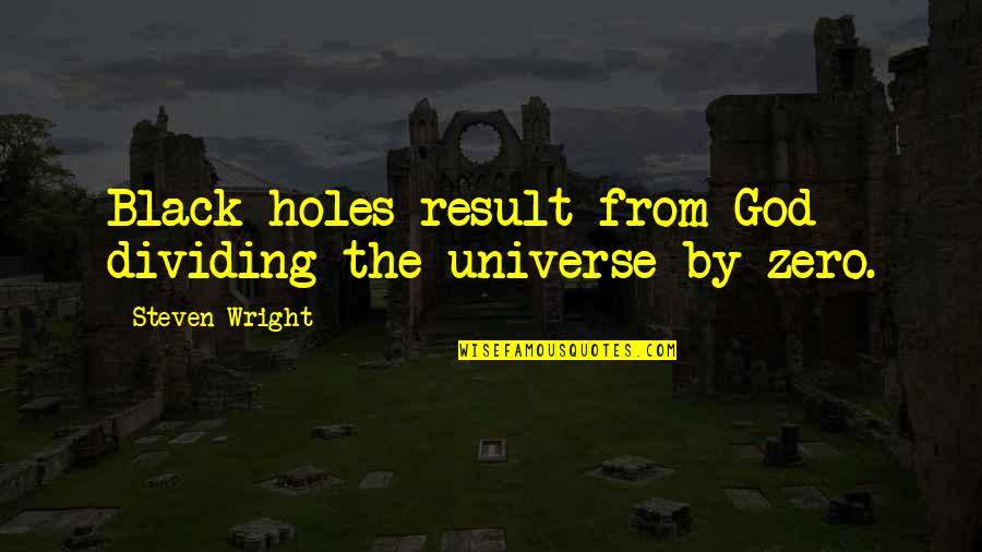 Tolstoy Philosophy Quotes By Steven Wright: Black holes result from God dividing the universe