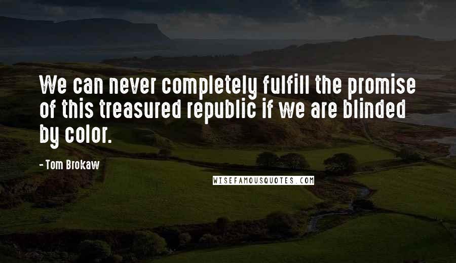 Tom Brokaw quotes: We can never completely fulfill the promise of this treasured republic if we are blinded by color.