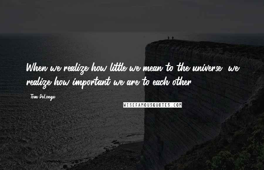 Tom DeLonge quotes: When we realize how little we mean to the universe, we realize how important we are to each other